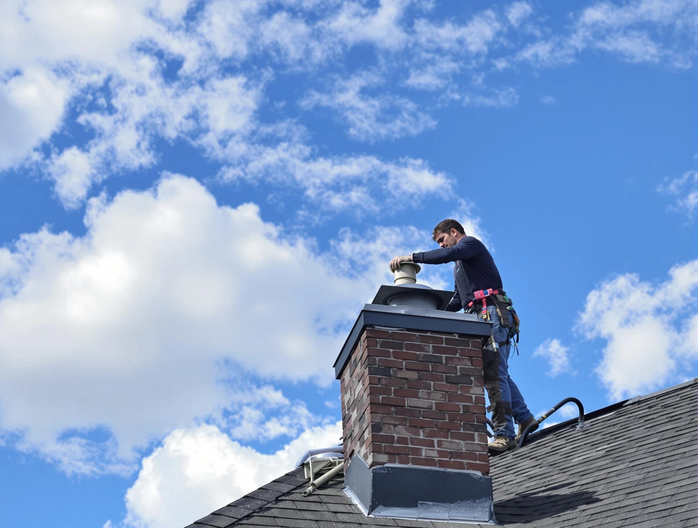 Baldwin Chimney Sweep installing a sturdy chimney cap in Baldwin, PA