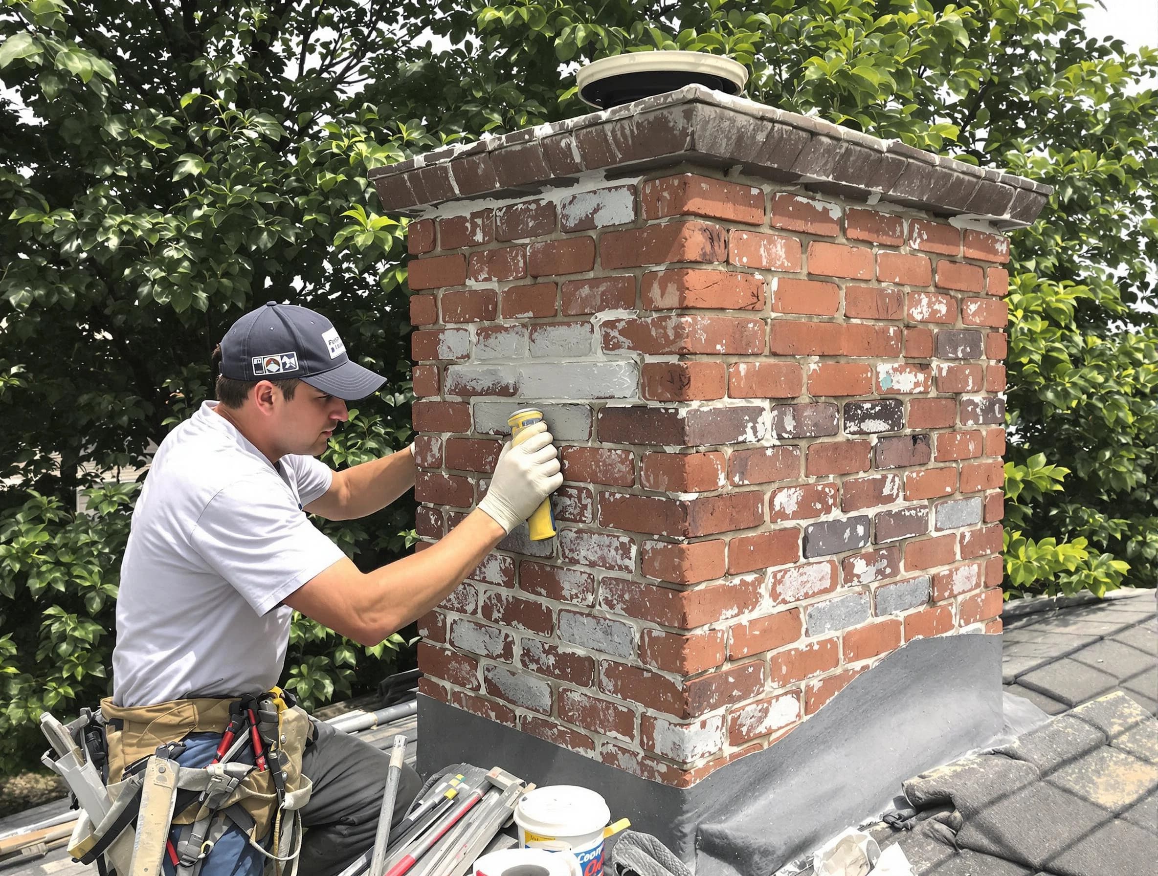 Baldwin Chimney Sweep restoring an aging chimney in Baldwin, PA