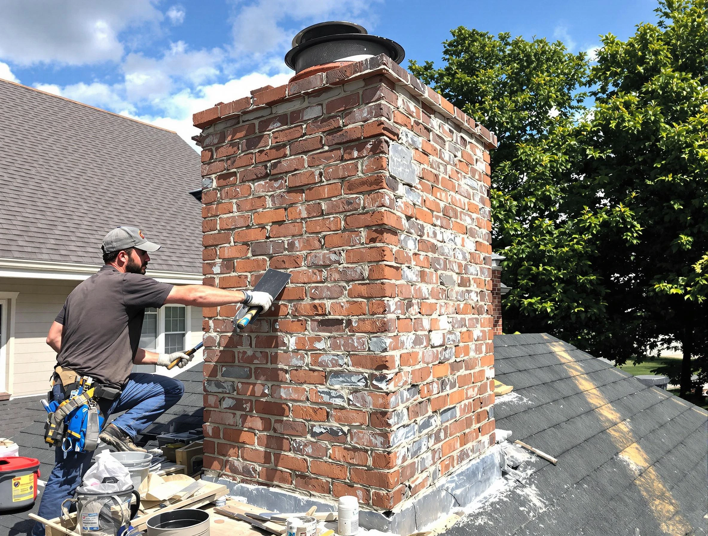 Completed chimney rebuild by Baldwin Chimney Sweep in Baldwin, PA