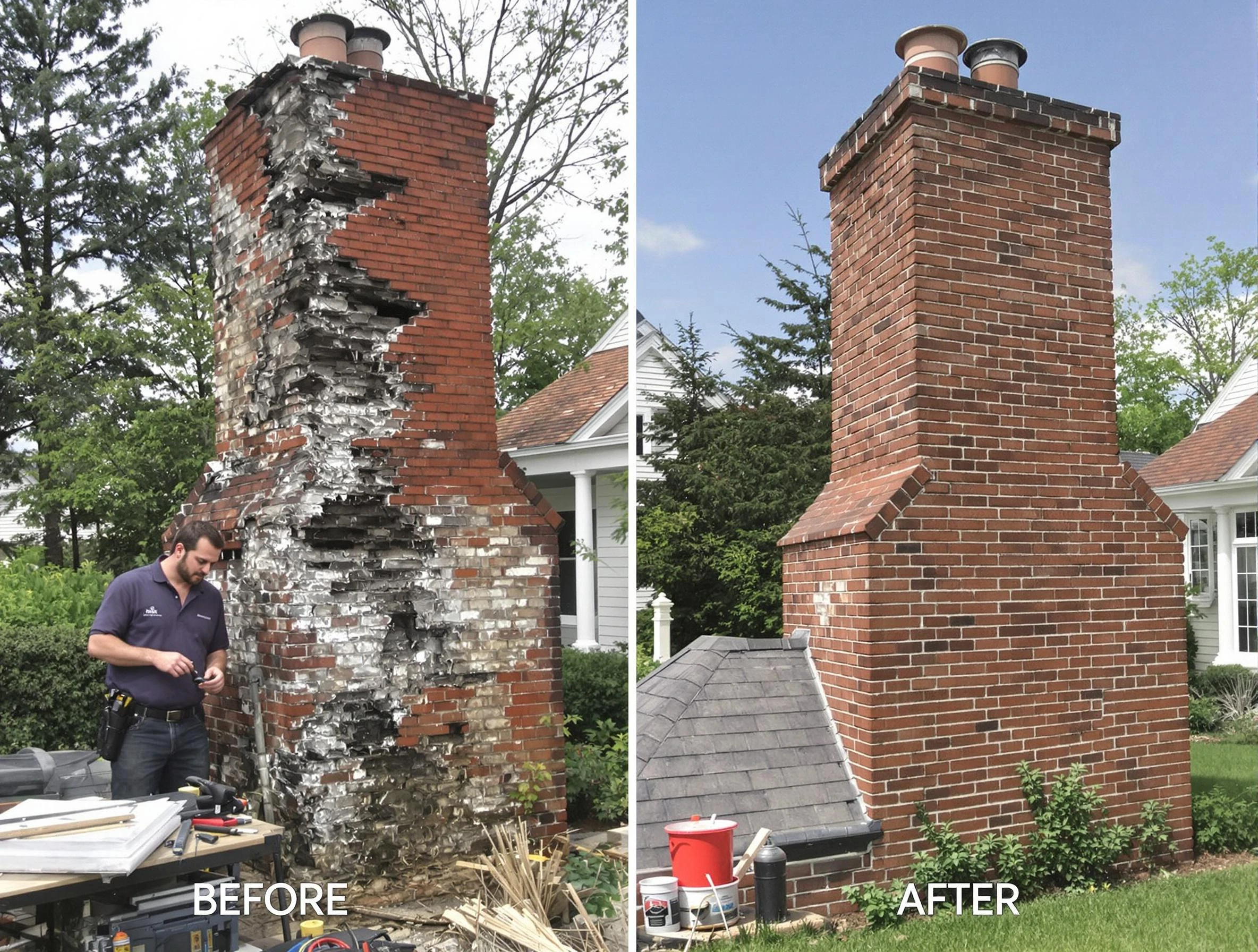 Baldwin Chimney Sweep performing a full chimney restoration in Baldwin, PA
