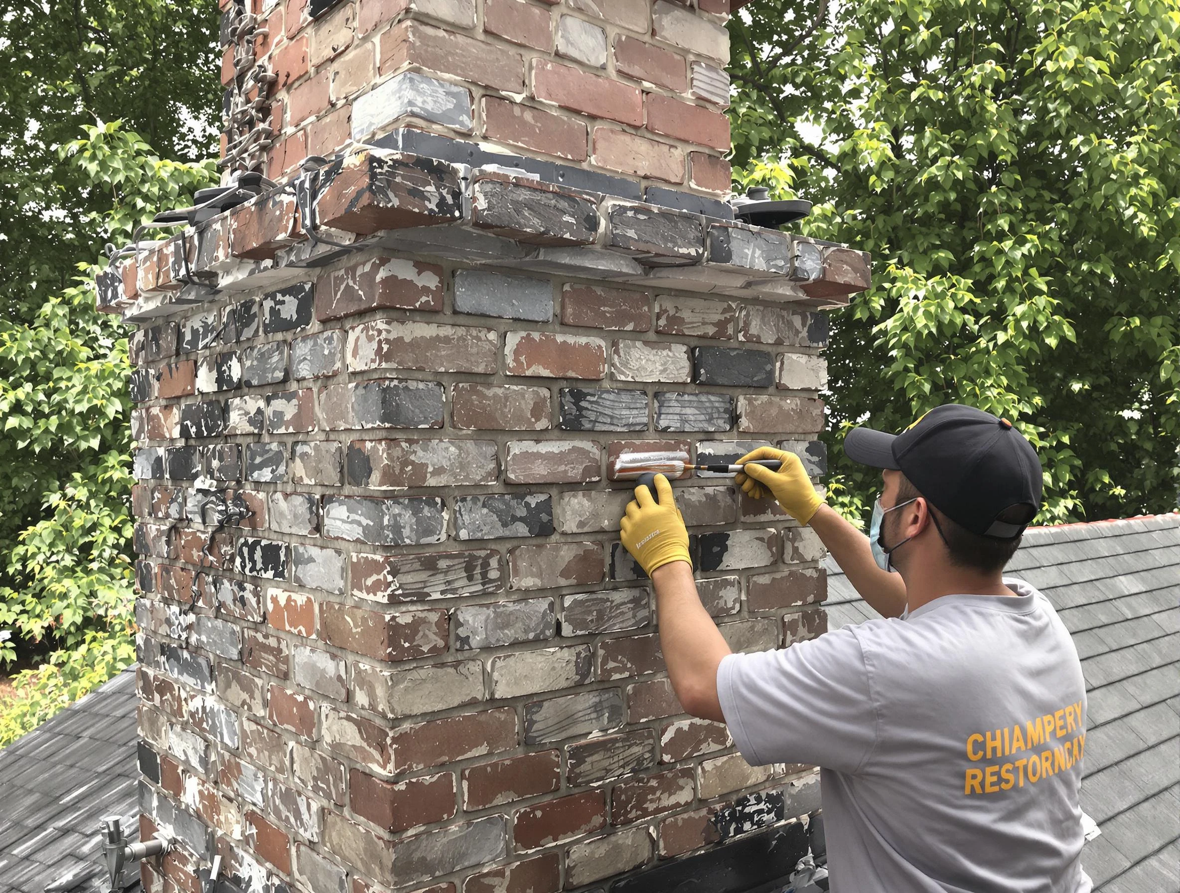In-progress chimney restoration by Baldwin Chimney Sweep in Baldwin, PA