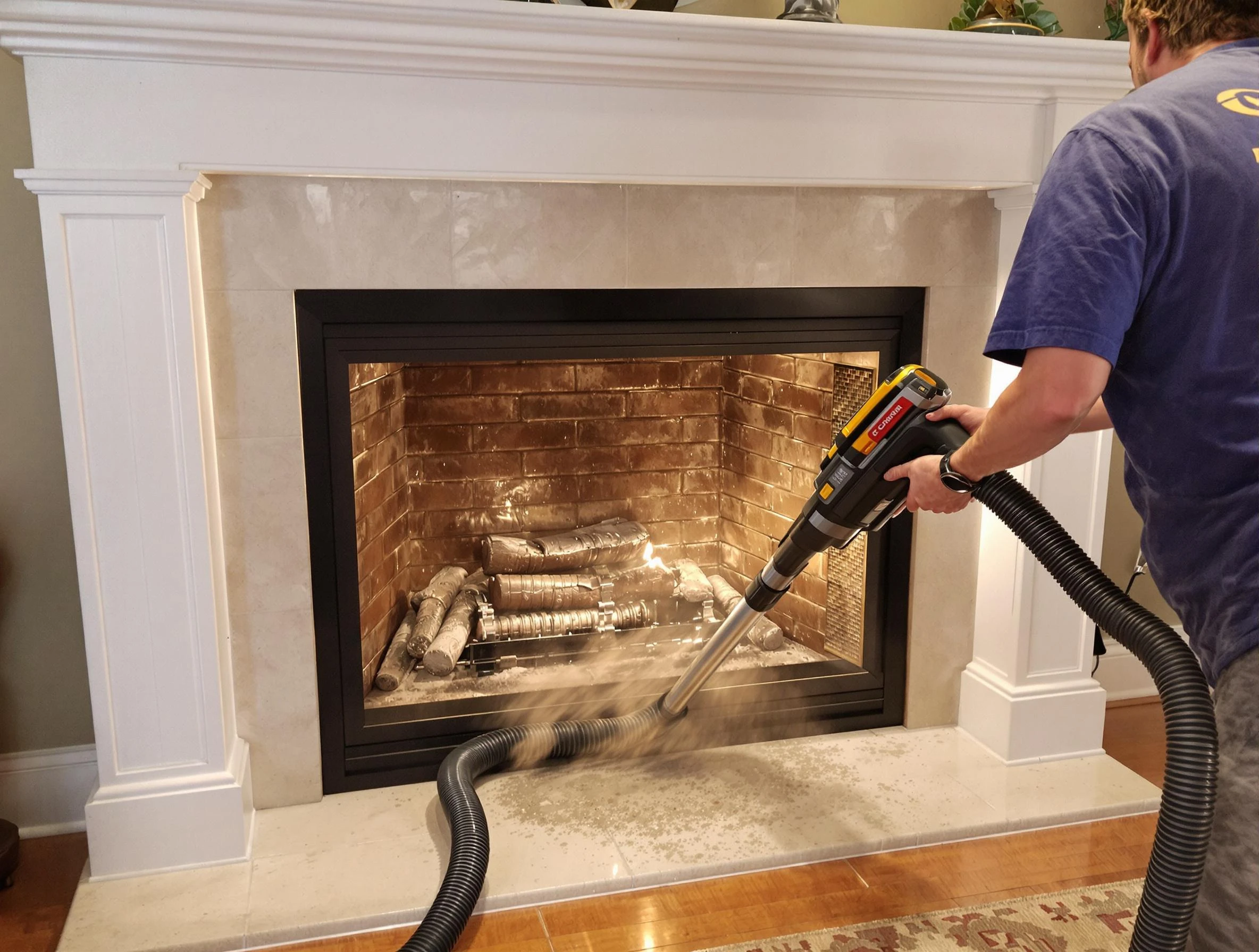 Fireplace cleaning performed by Baldwin Chimney Sweep in Baldwin, PA